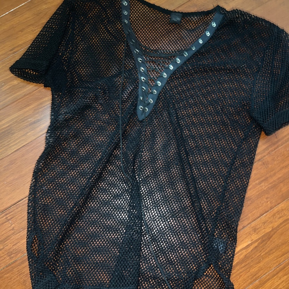 Black mesh top